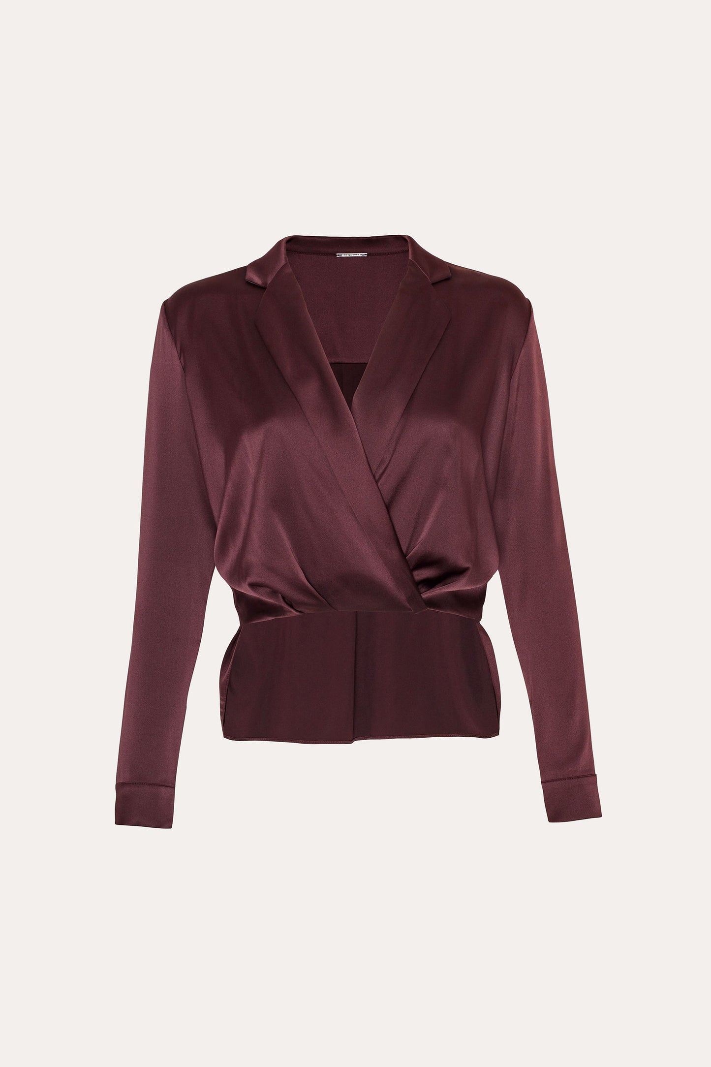 Violette Silk Satin Blouse (Aubergine, Size Xs, Like New)