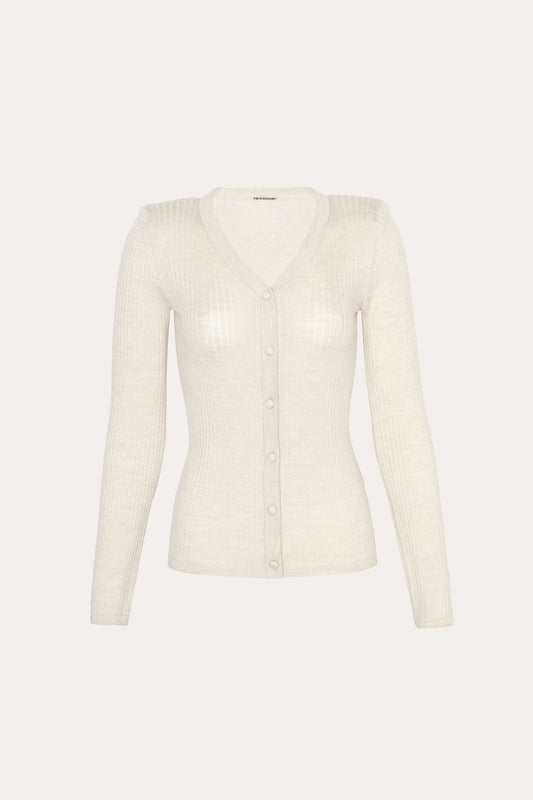 Cara Silk Wool Cardigan (Ecru, Size M, Like New)